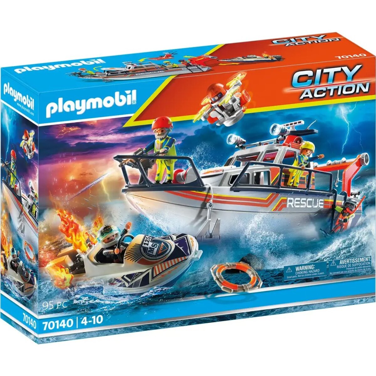 PLAYMOBIL Feuerwehr Set – Rettungseinsatz auf dem Wasser