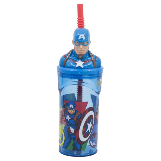 Avengers Captain America Trinkbecher – 3D Kinderbecher & Strohhalm-Tumbler 360 ml