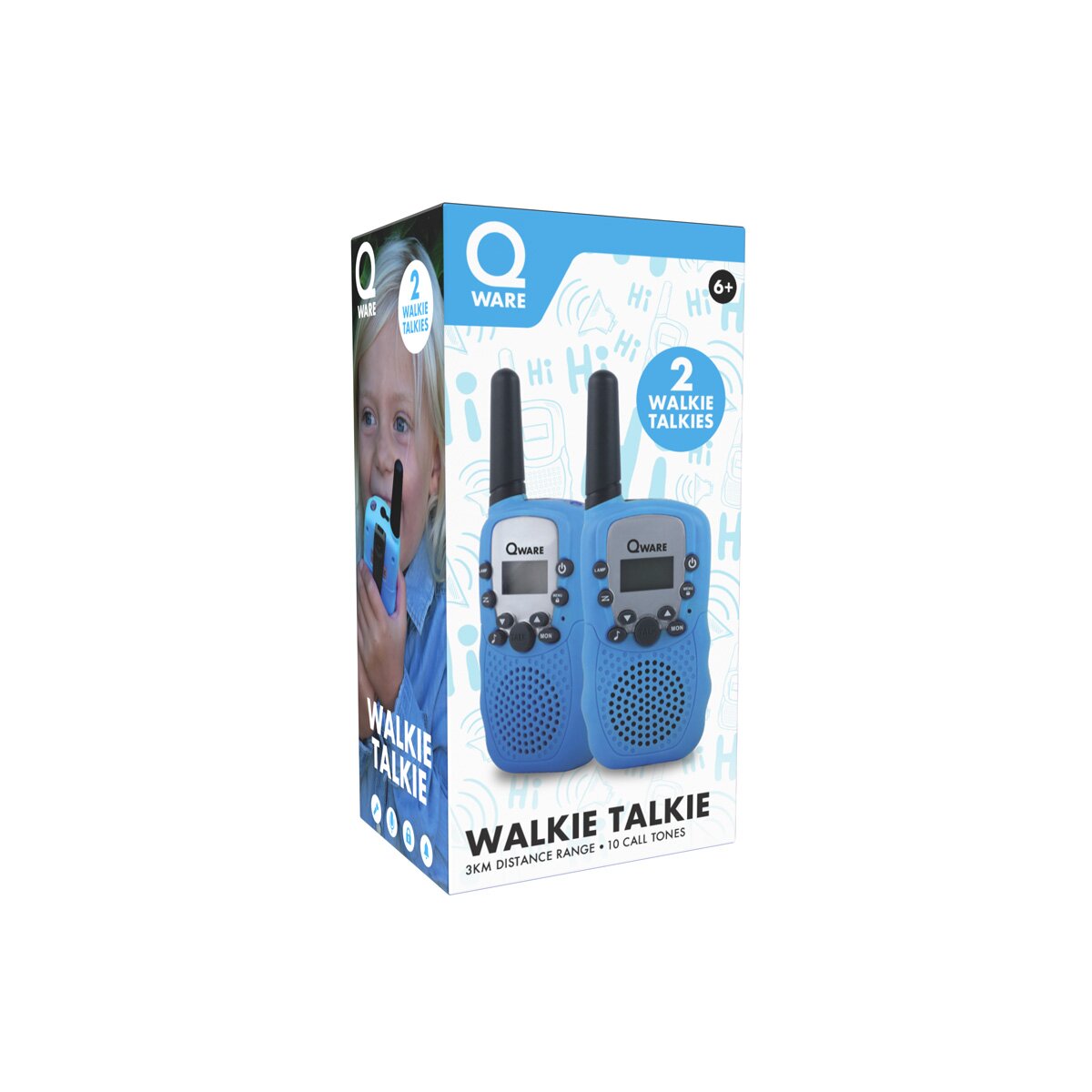 Qware Walkie-Talkie Set – 3 km Reichweite, 10 Kanäle & Taschenlampe
