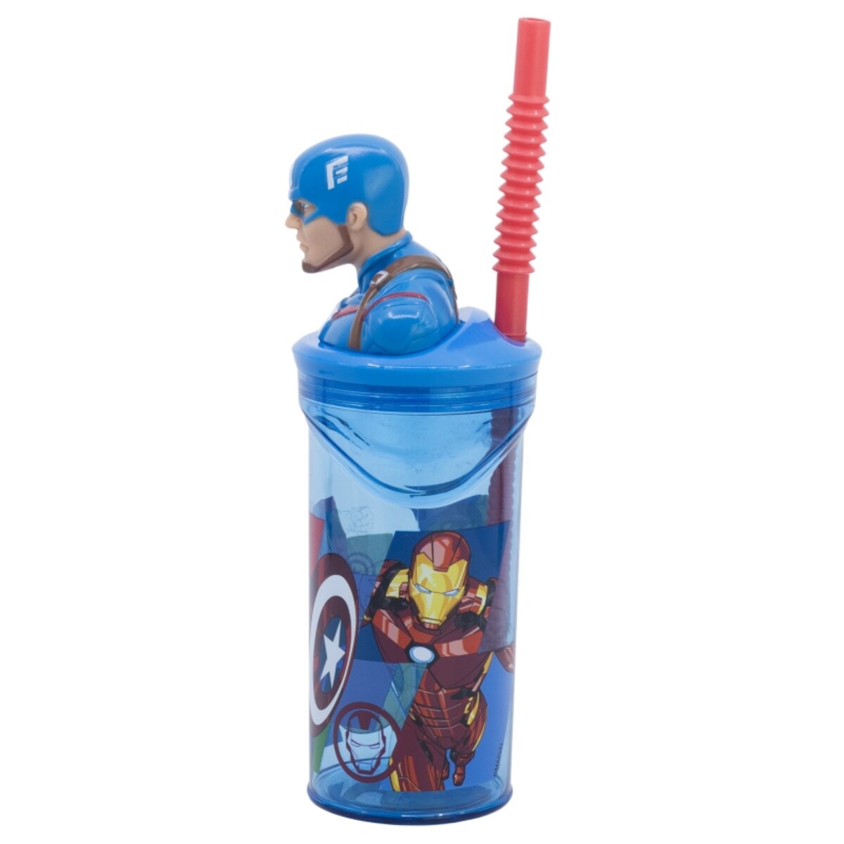 Avengers Captain America Trinkbecher – 3D Kinderbecher & Strohhalm-Tumbler 360 ml