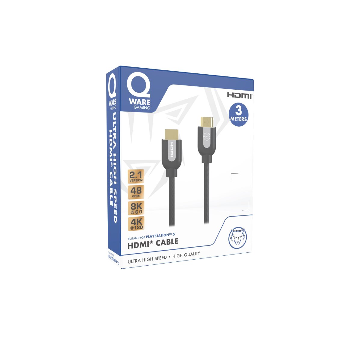 Qware 4K HDMI 2.1 Kabel 3 m kompatibel mit PlayStation 5 – Erlebe 8K@60Hz und 4K@120Hz Gaming