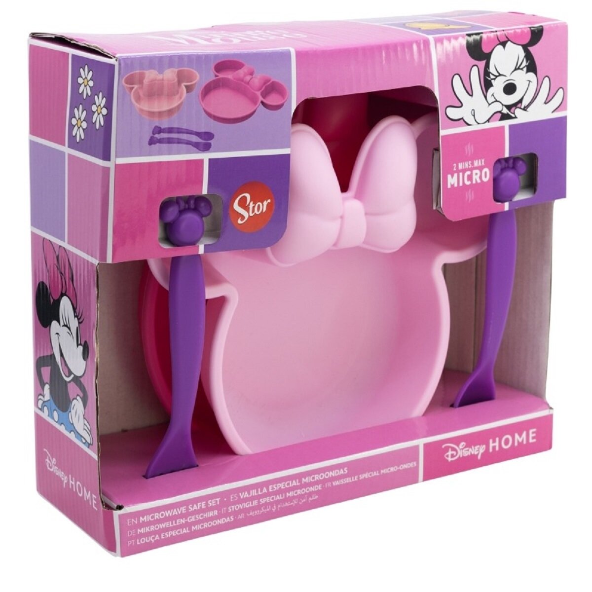 Disney Minnie Mouse Kindergeschirr-Set 4-teilig – Teller, Schale & Besteck in Geschenkbox