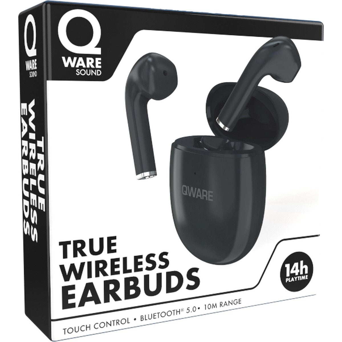 Qware Sound Ohrhörer – Bluetooth 5.0 Wireless Kopfhörer Schwarz Touch Control & Sprachassistent