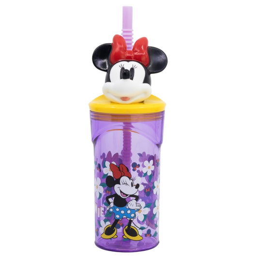 Disney Minnie Mouse Becher 3D Kindertrinkbecher 360 ml mit Strohhalm & Figurdeckel