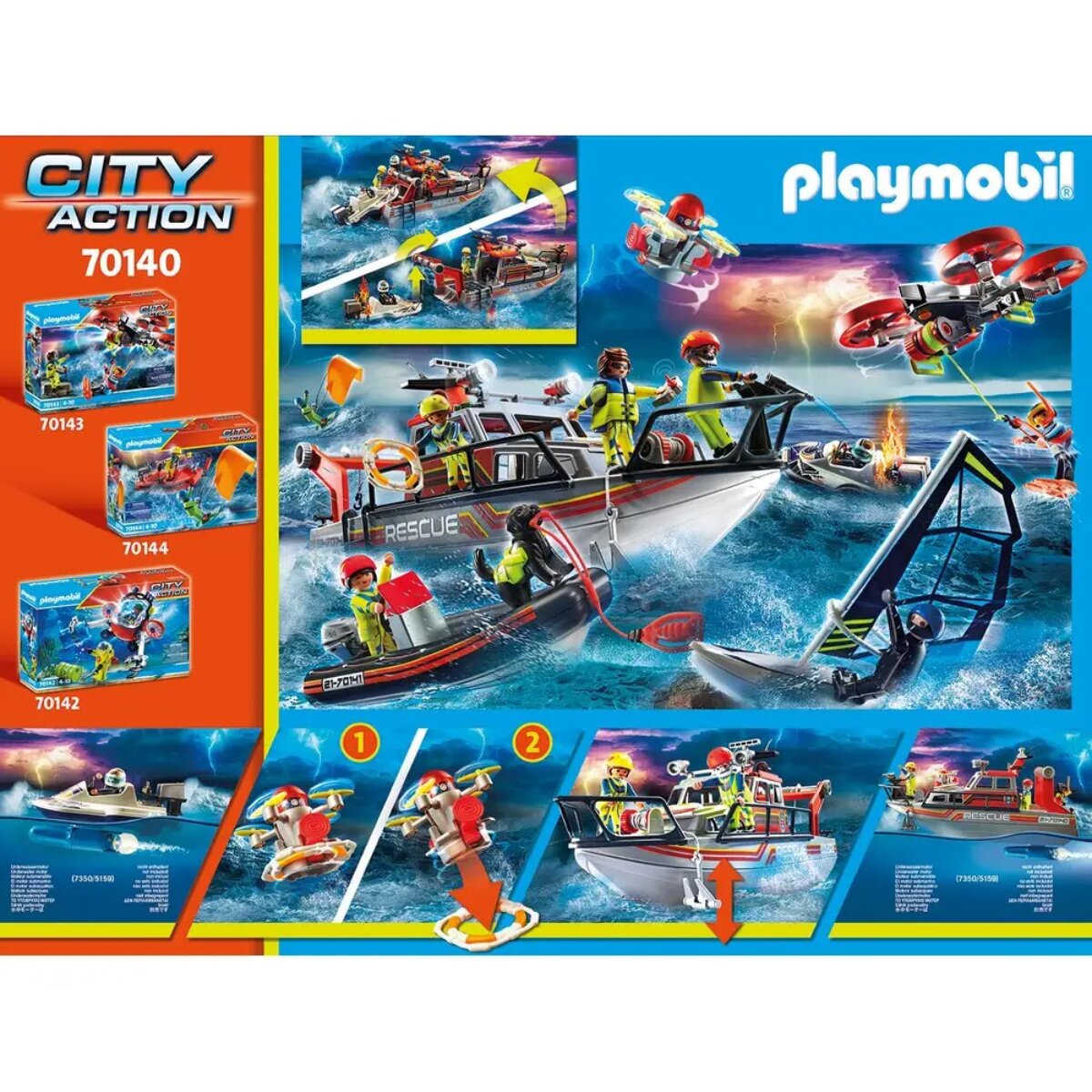 PLAYMOBIL Feuerwehr Set – Rettungseinsatz auf dem Wasser
