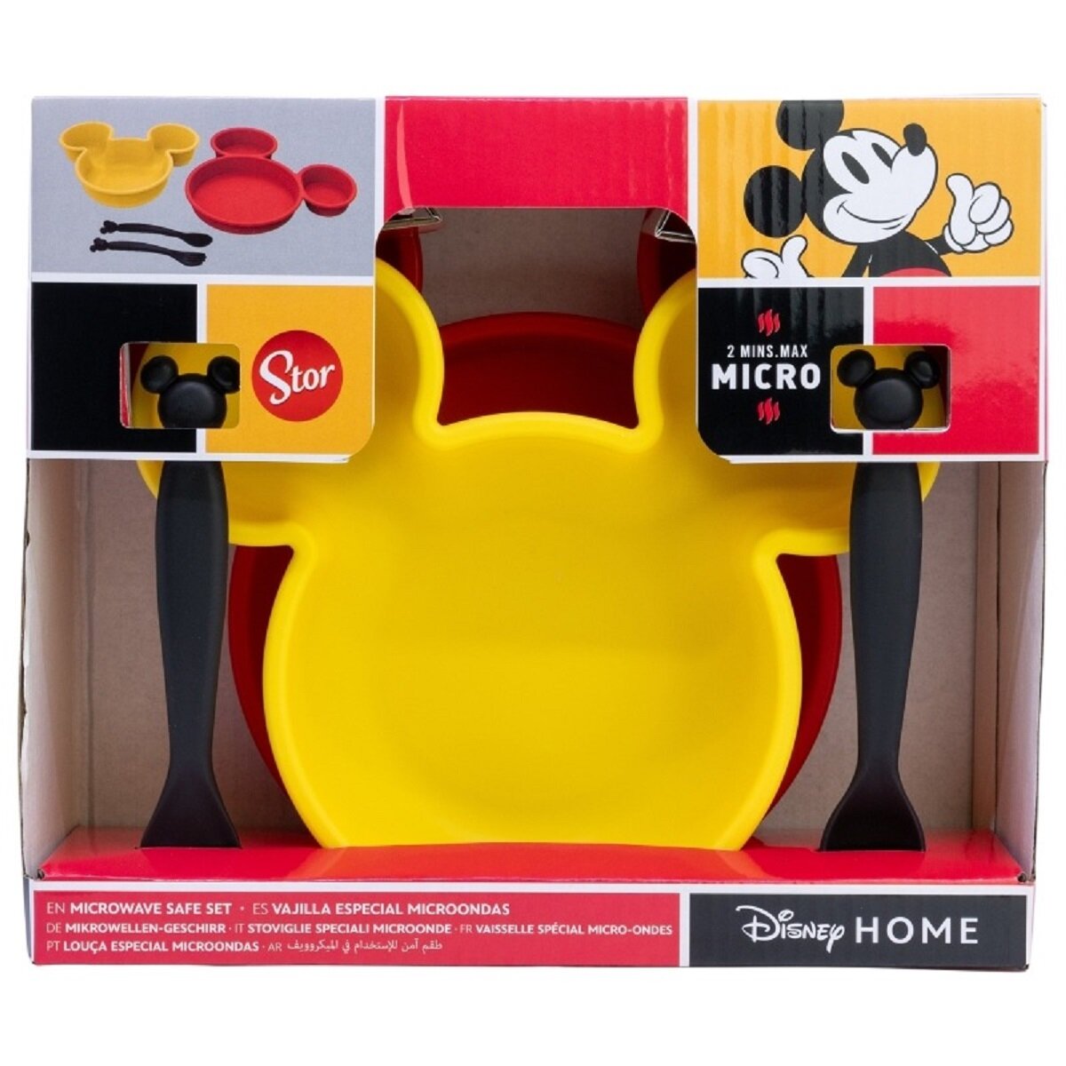 Disney Mickey Mouse Kindergeschirr-Set 4-teilig – Teller, Schale & Besteck in Geschenkbox