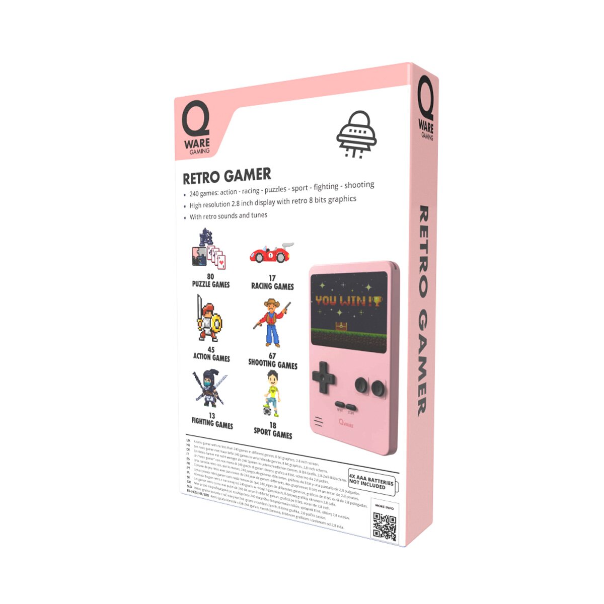Qware Retro Spielkonsole Handheld 240 Spiele für unterwegs