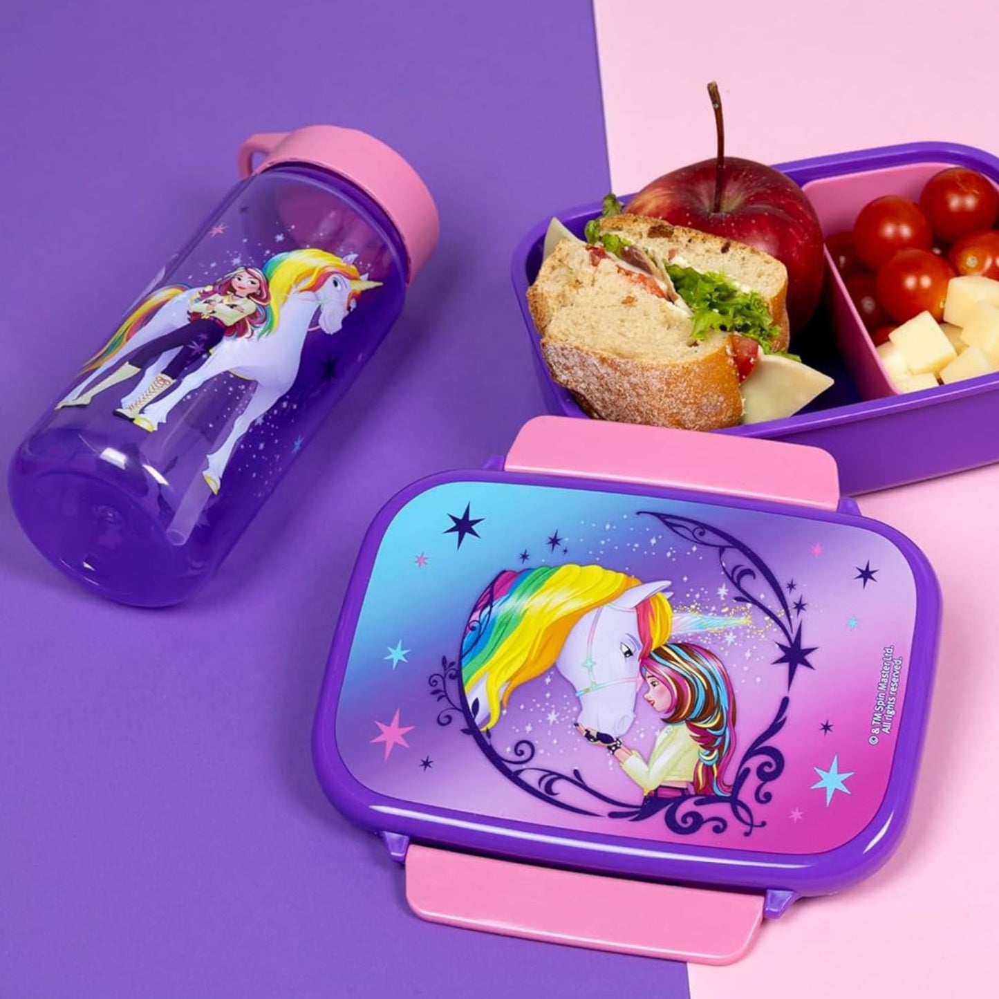 Unicorn Academy Getränkeflasche Lila 19 cm leichte Flasche Schule Reise Sport