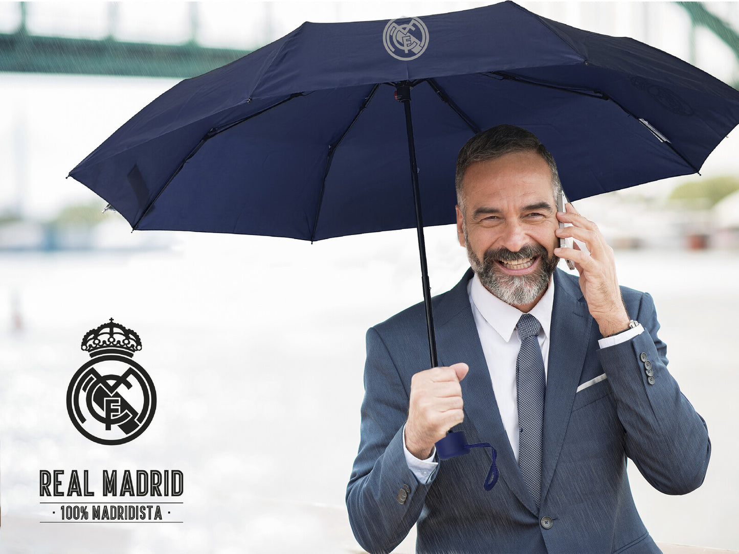 Real Madrid Taschenschirm manueller Regenschirm faltbar für Alltag Reise und unterwegs