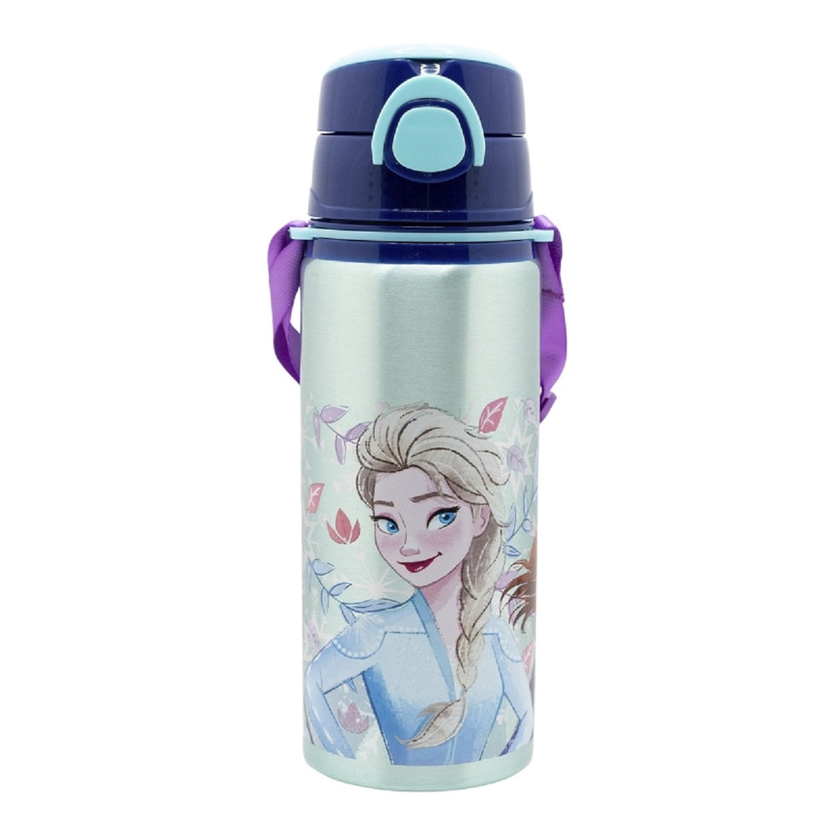 Disney Frozen Aluminium Trinkflasche 730 ml mit Strohhalm & Tragegurt