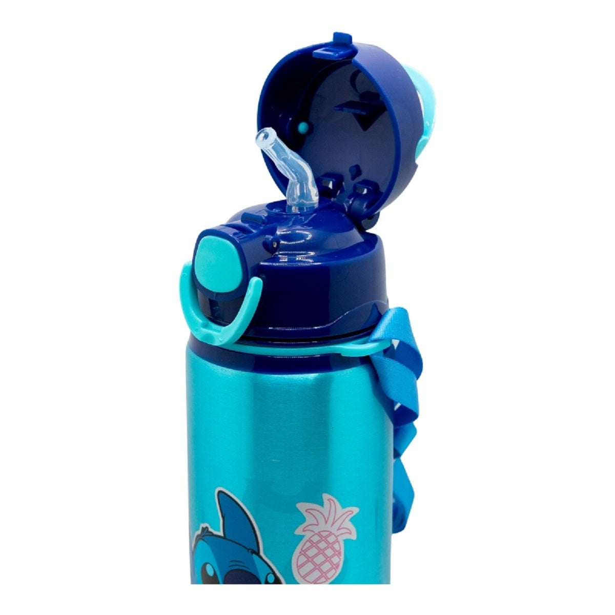 Disney Stitch Trinkflasche 730 ml – Aluminiumflasche mit Strohhalm & Gurt