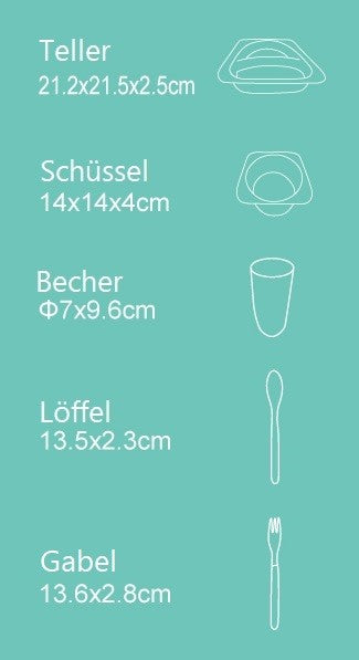 Kindergeschirrset 5-tlg. aus Bambus in Pinguinmotiv - robust & bunt