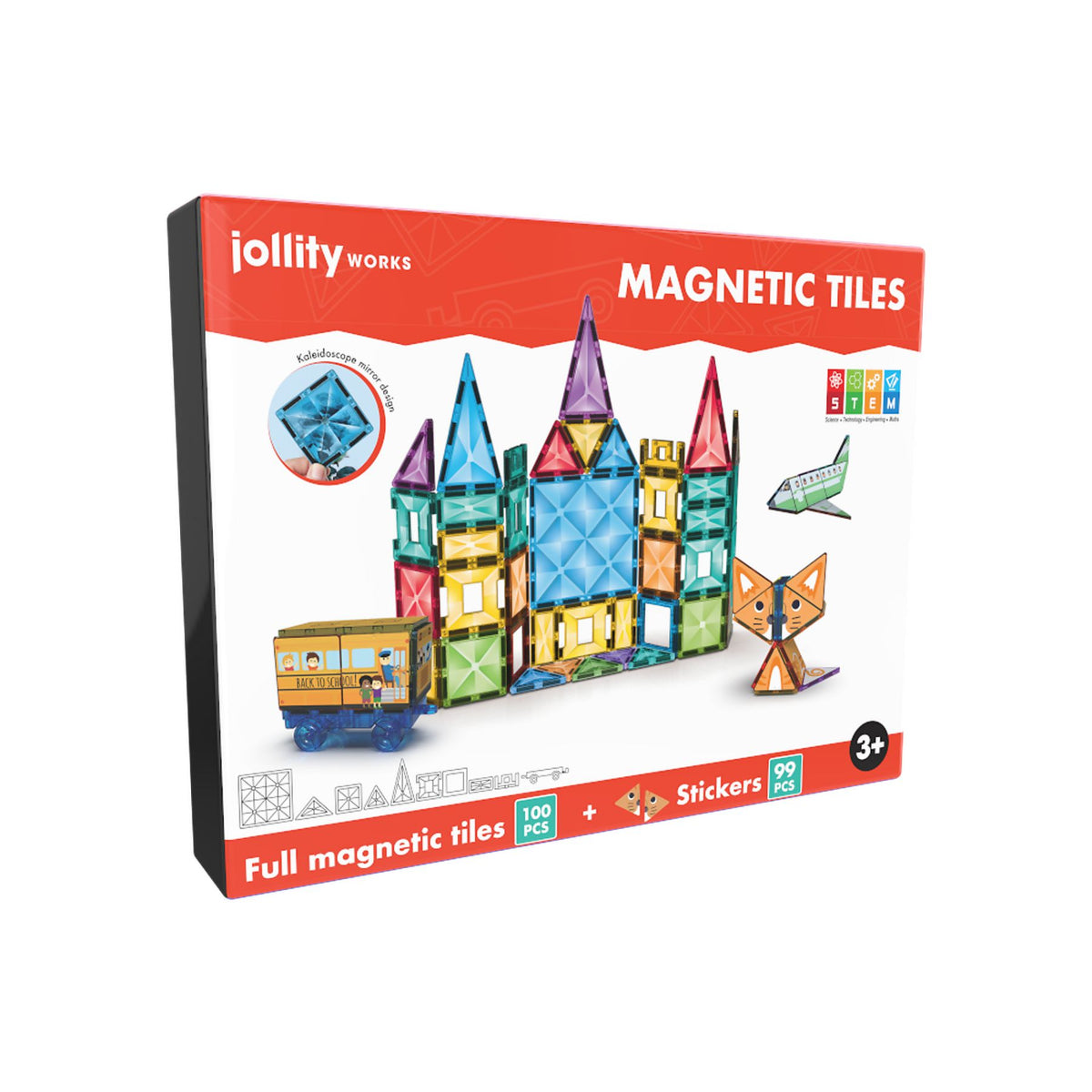 Jollity Works Magnetische Bausteine 100-tlg.- buntes Magnetspielzeug für kreatives Bauen ab 3 Jahren