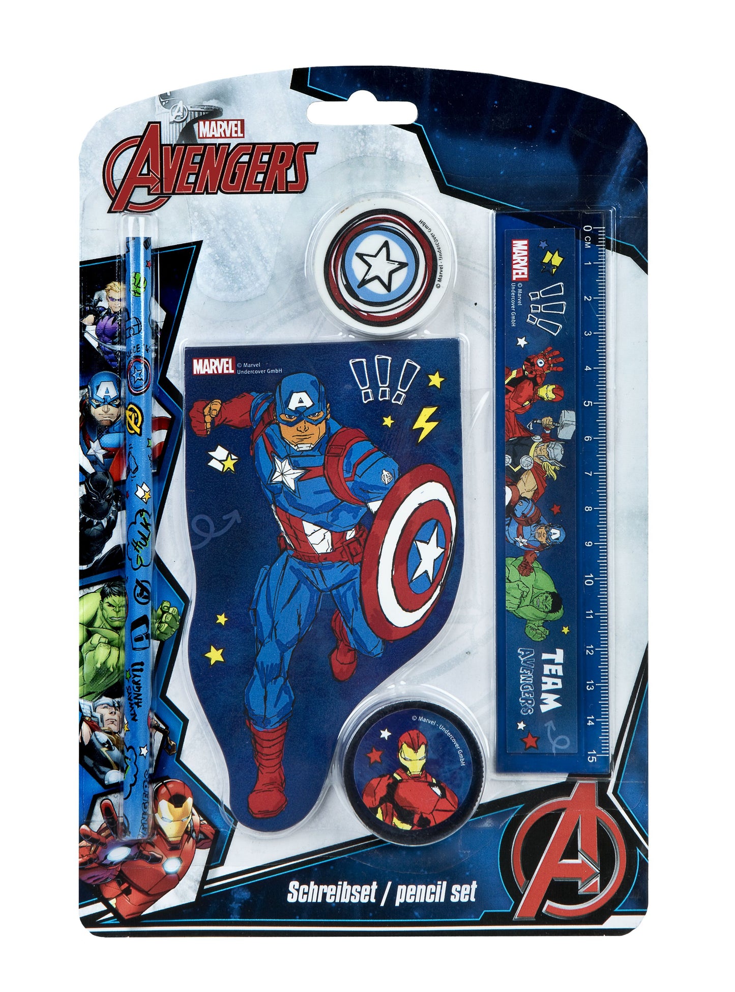 Avengers Schreib und Zeichenset 5-Teile Kreativität trifft Superhelden Power