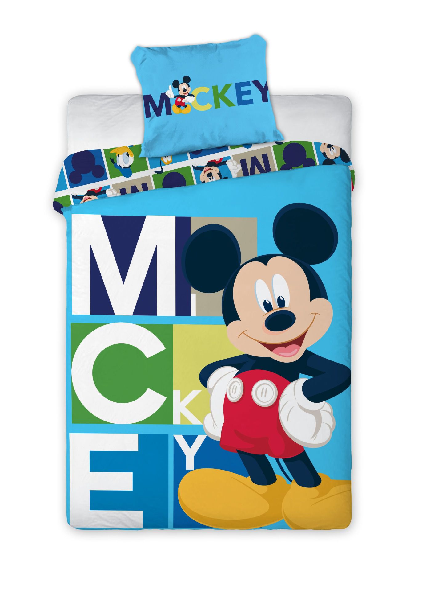 Disney Mickey Maus Bettwäsche-Set Bettbezug 140x200 cm & Kissenbezug 63x63 cm, 100% Mikrofaser