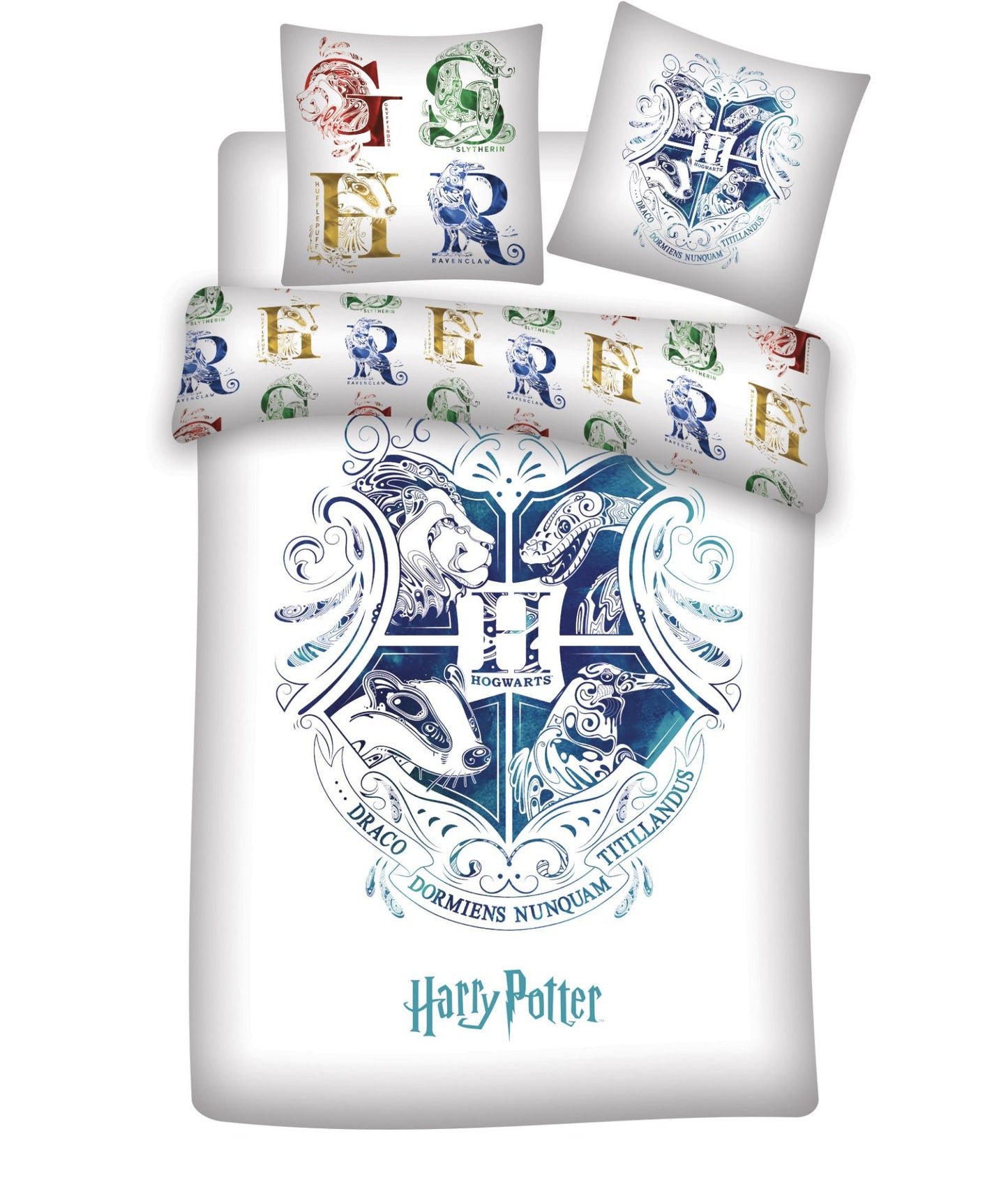 Harry Potter Bettwäsche Set aus Baumwolle – Kuscheliger 140cm x 200cm Bettbezug und 65cm x 65cm Kissenbezug für Kinder