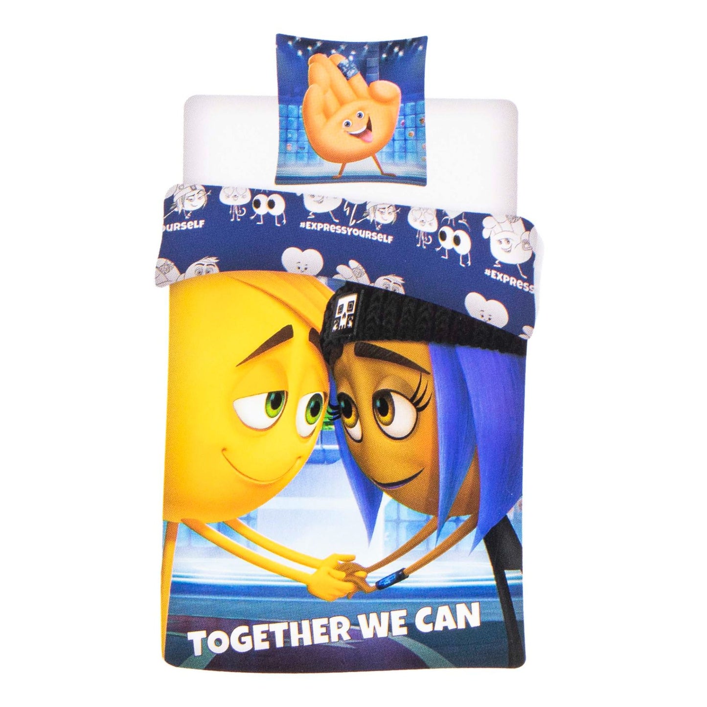 Emoji Bettwäsche-Set – Bettdeckenbezug 140x200 cm & Kissenbezug 65x65 cm