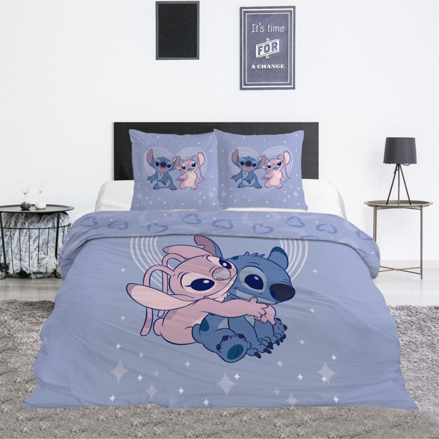 Lilo & Stitch Baumwoll-Mix Bettwäsche für Kinder 240 × 220 cm mit Kissenbezug 65 × 65 cm