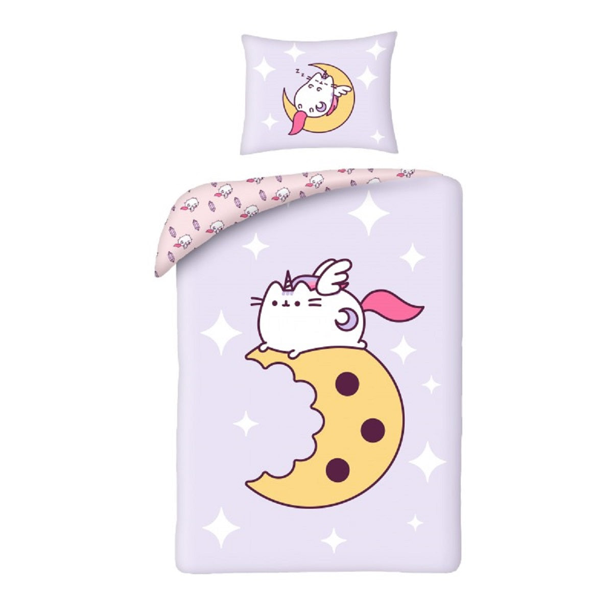 Pusheen Bettwäsche Set aus Mikrofaser Bettdeckenbezug 140 × 200 cm mit 70 × 90 cm Kissenbezug