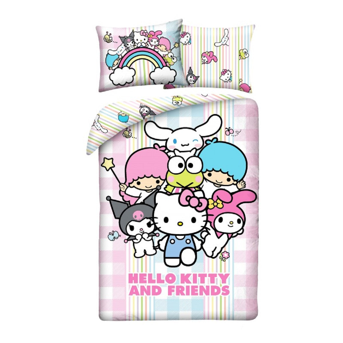 Hello Kitty Bettwäsche Set aus Mikrofaser Bettdeckenbezug 140 × 200 cm mit 70 × 90 cm Kissenbezug