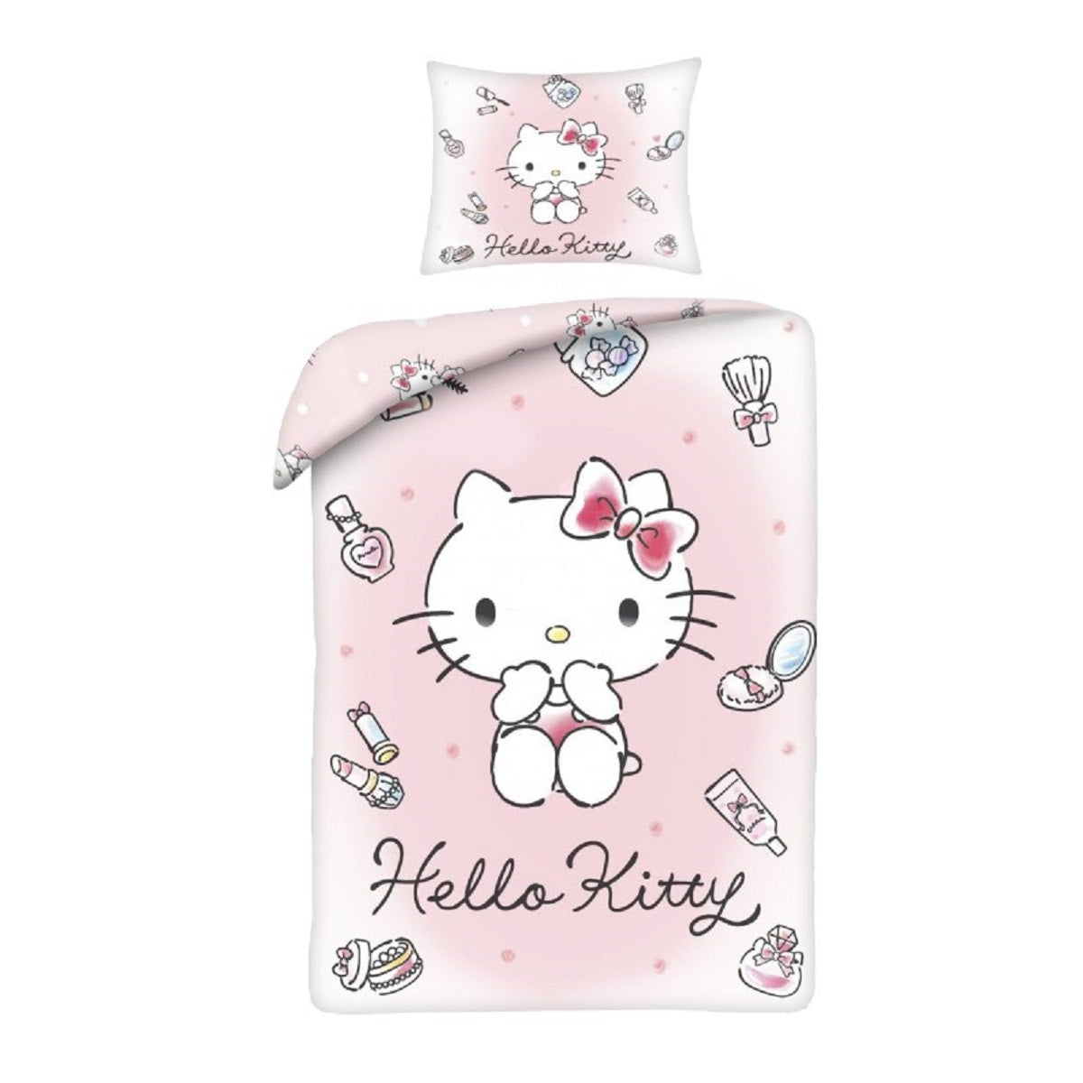 Hello Kitty Bettwäsche Set aus Mikrofaser Bettdeckenbezug 140 × 200 cm mit 70 × 90 cm Kissenbezug