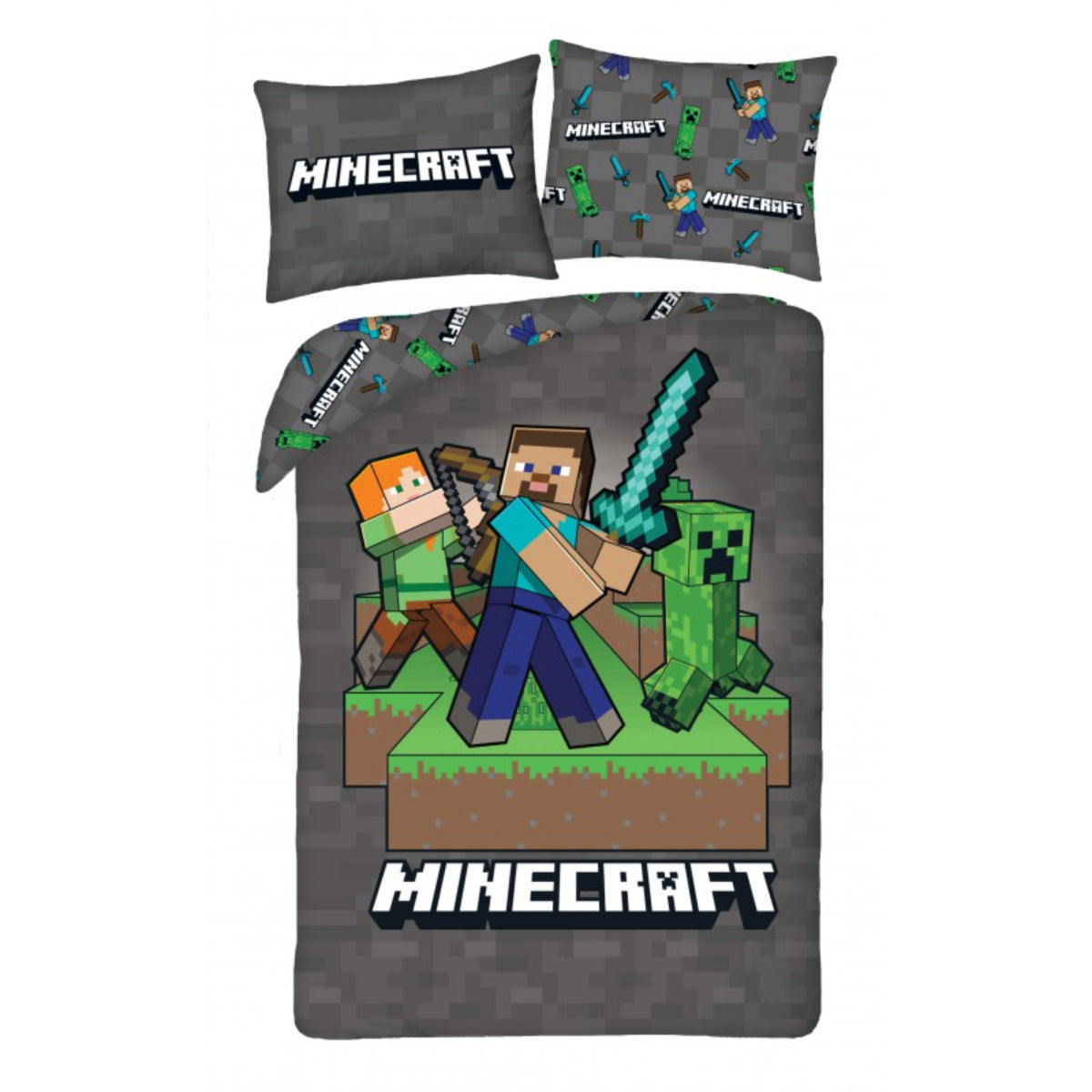 Minecraft Bettwäsche 140 × 200 cm Bettbezug Kissenbezug 70 × 90 cm mit Reißverschluss