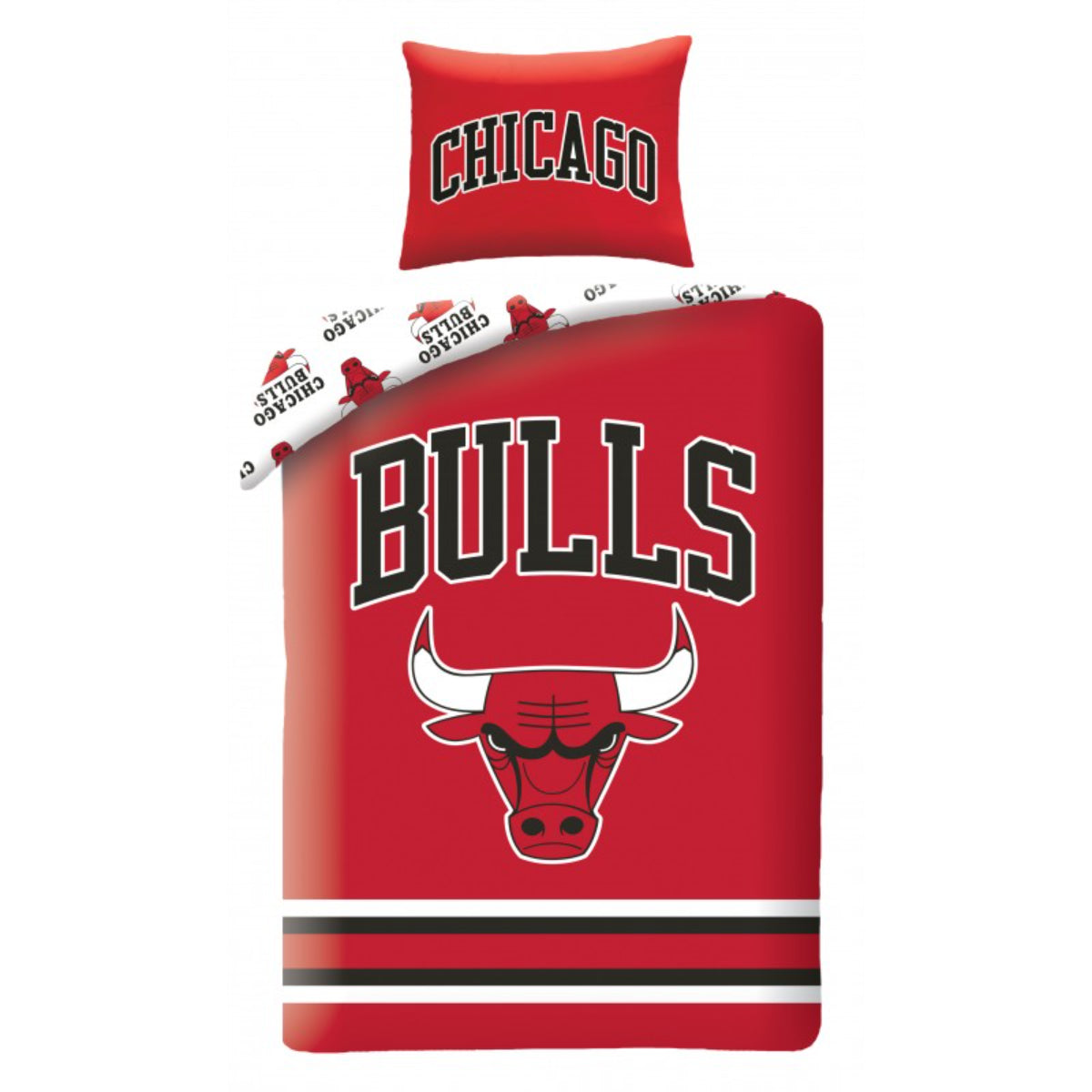 Chicago Bulls Bettwäsche Set 2 teilig Mikrofaser 140 × 200 cm Basketball Bettbezug mit Kissenbezug