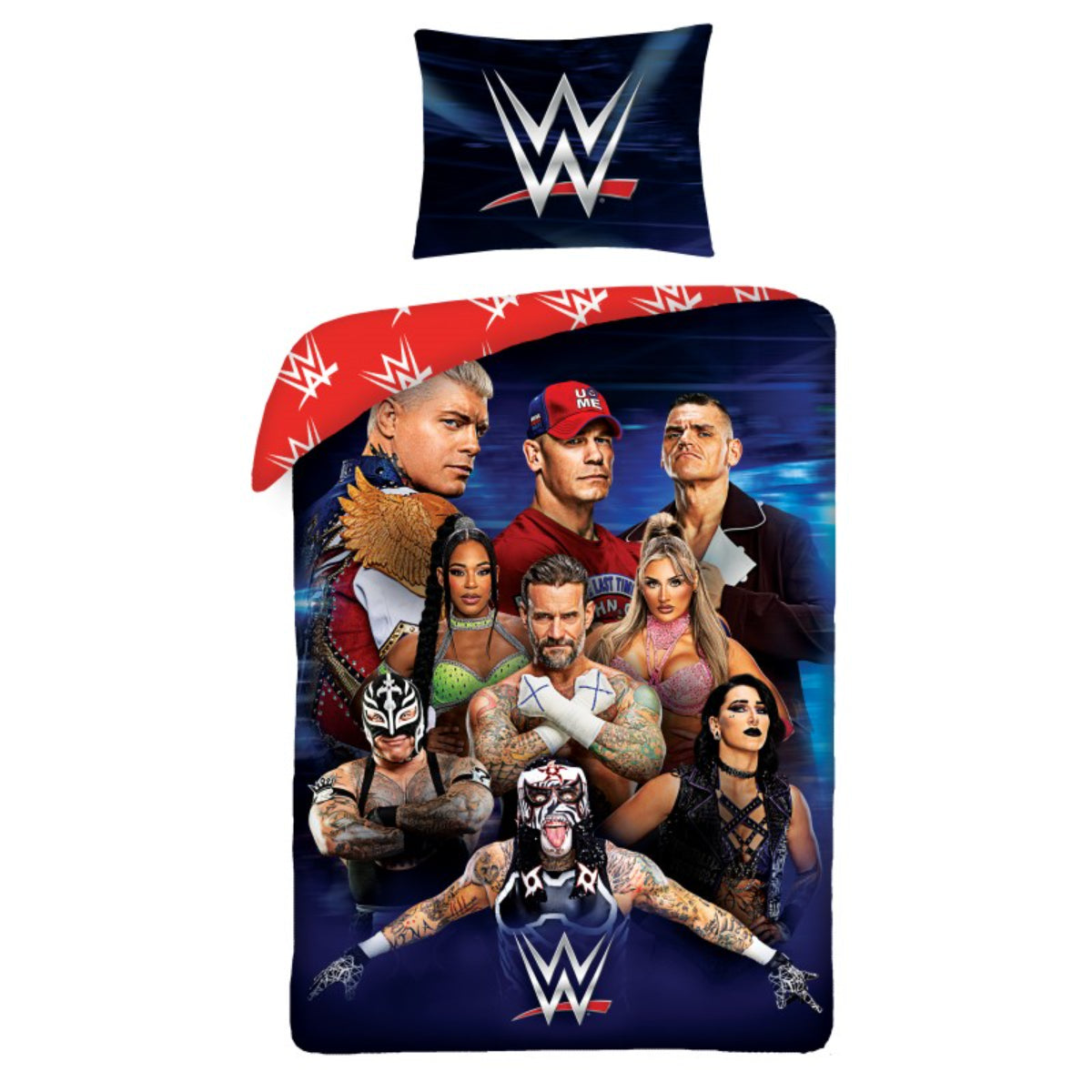 WWE Bettbezug 2 teilig 140 × 200 cm mit Kissenbezug 70 × 90 cm für Einzelbett