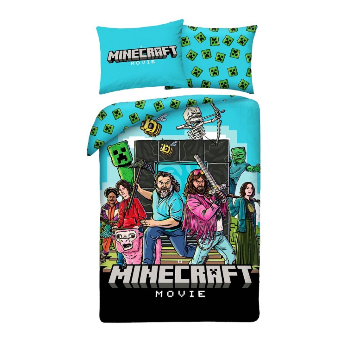 Minecraft Bettwäsche Set aus Mikrofaser Bettdeckenbezug 140 × 200 cm mit 70 × 90 cm Kissenbezug