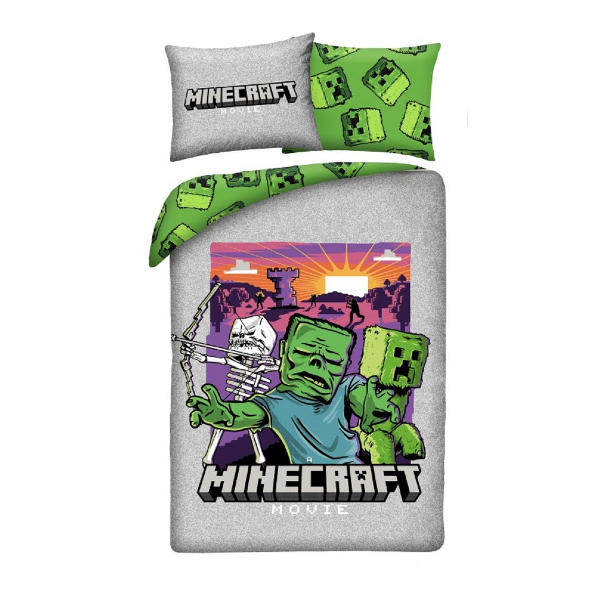 Minecraft Bettwäsche Set aus Mikrofaser Bettdeckenbezug 140 × 200 cm mit 70 × 90 cm Kissenbezug