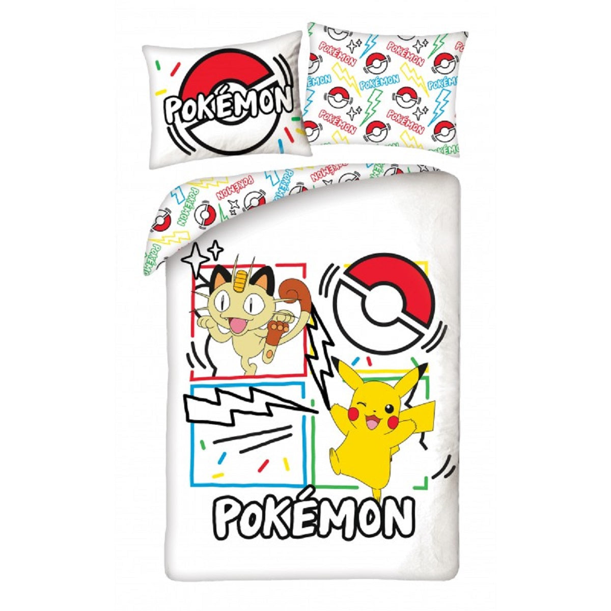 Pokémon Bettwäsche Set aus Mikrofaser Bettdeckenbezug 140 × 200 cm mit 70 × 90 cm Kissenbezug