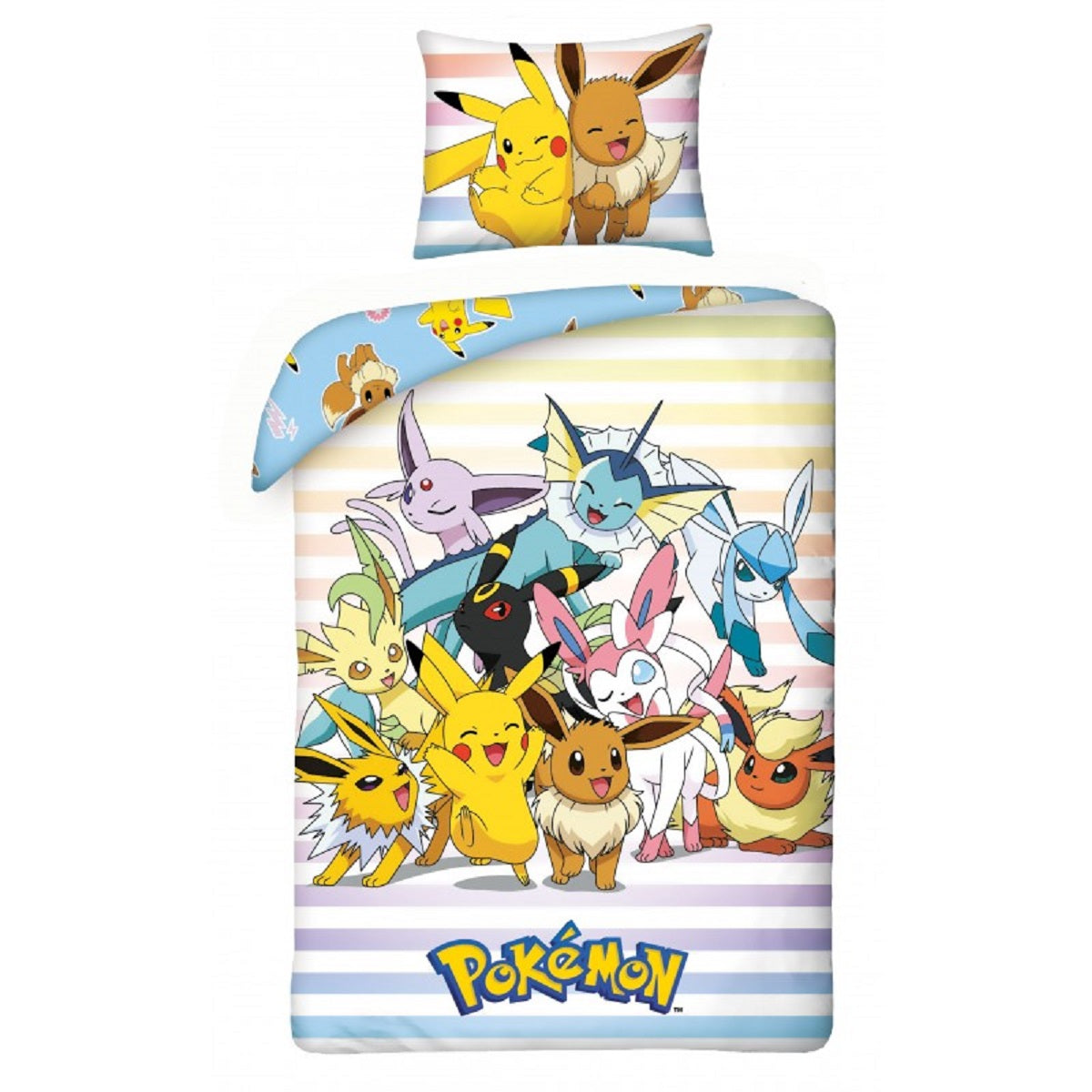Pokémon Bettwäsche Set aus Mikrofaser Bettdeckenbezug 135 × 200 cm mit 80 × 80 cm Kissenbezug