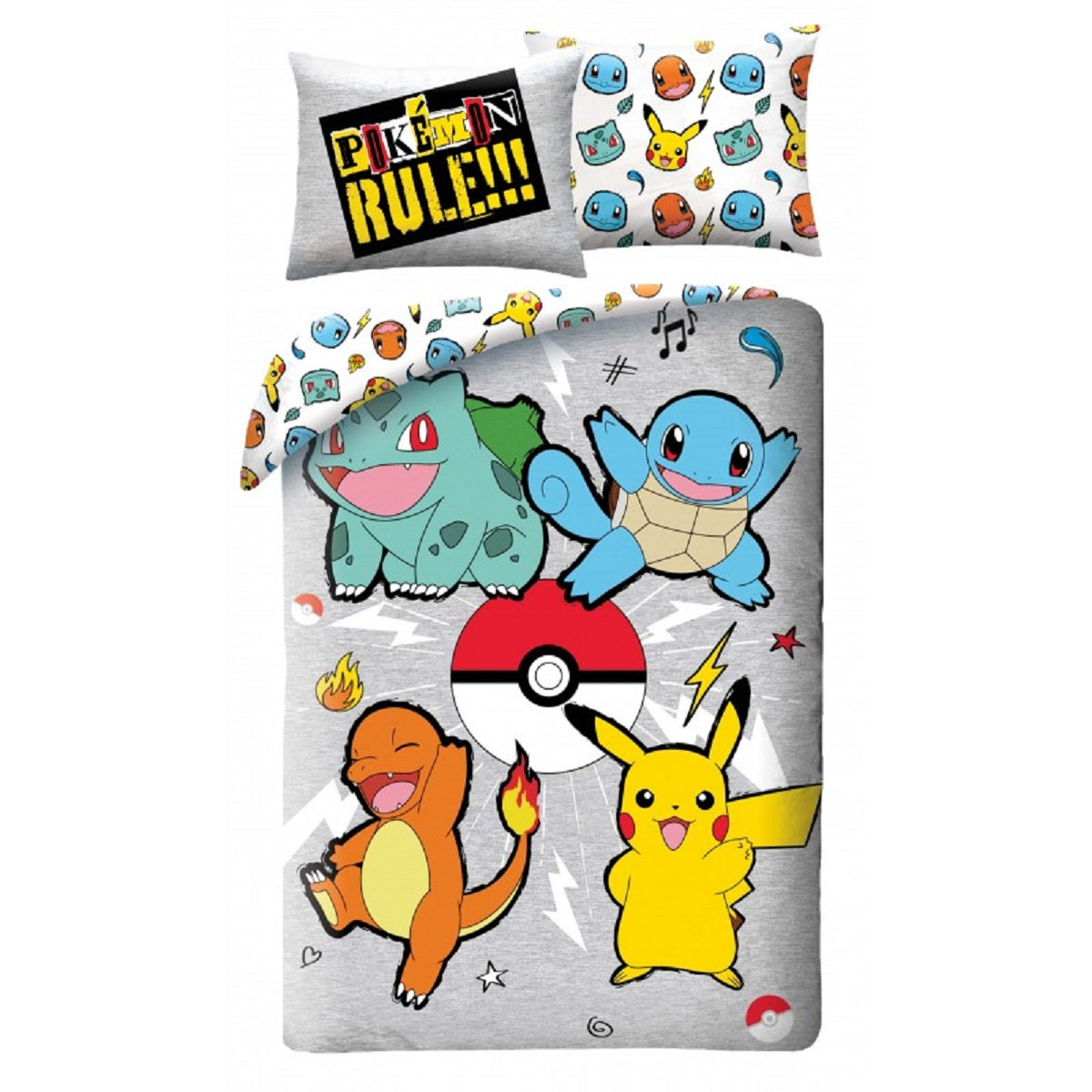 Pokémon Bettwäsche Set aus Mikrofaser Bettdeckenbezug 140 × 200 cm mit 70 × 90 cm Kissenbezug