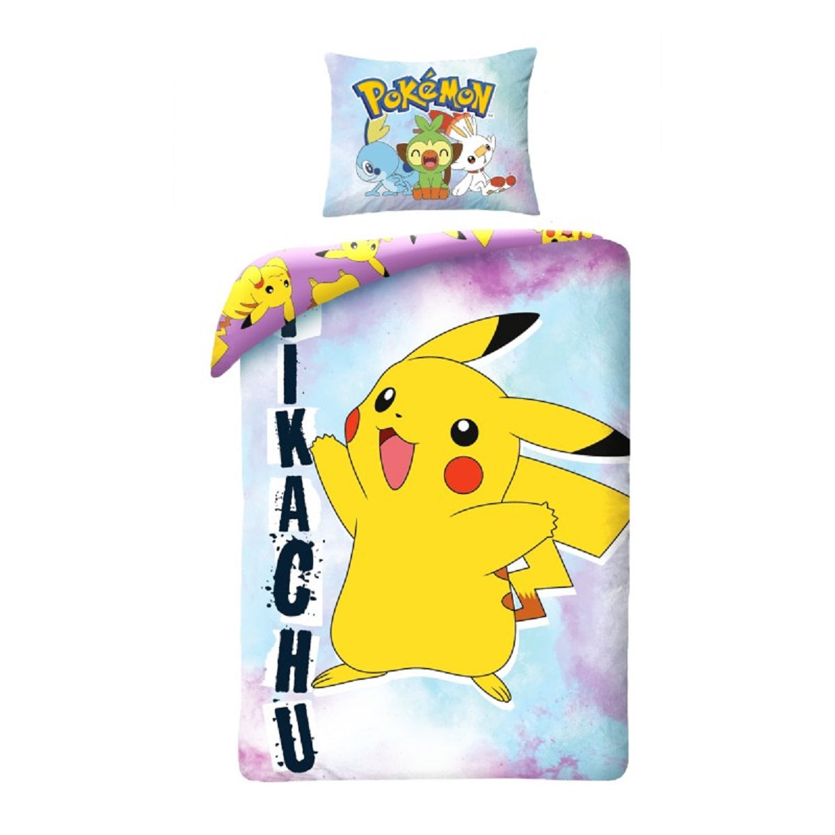 Pokémon Bettwäsche Set aus Baumwolle Bettdeckenbezug 140 × 200 cm mit 70 × 90 cm Kissenbezug