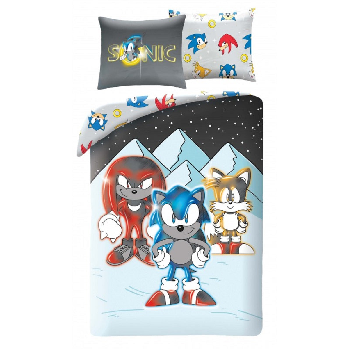 Sonic the Hedgehog Bettwäsche Set aus Mikrofaser Bettdeckenbezug 140 × 200 cm mit 70 × 90 cm Kissenbezug