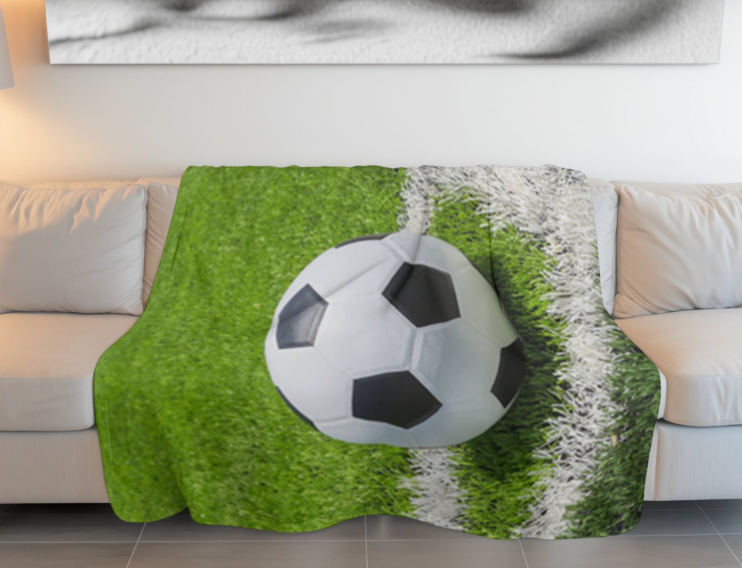Fußball Fleece-Decke 100x150 cm Kuscheldecke aus 100 % Polyester, Weich & Warm