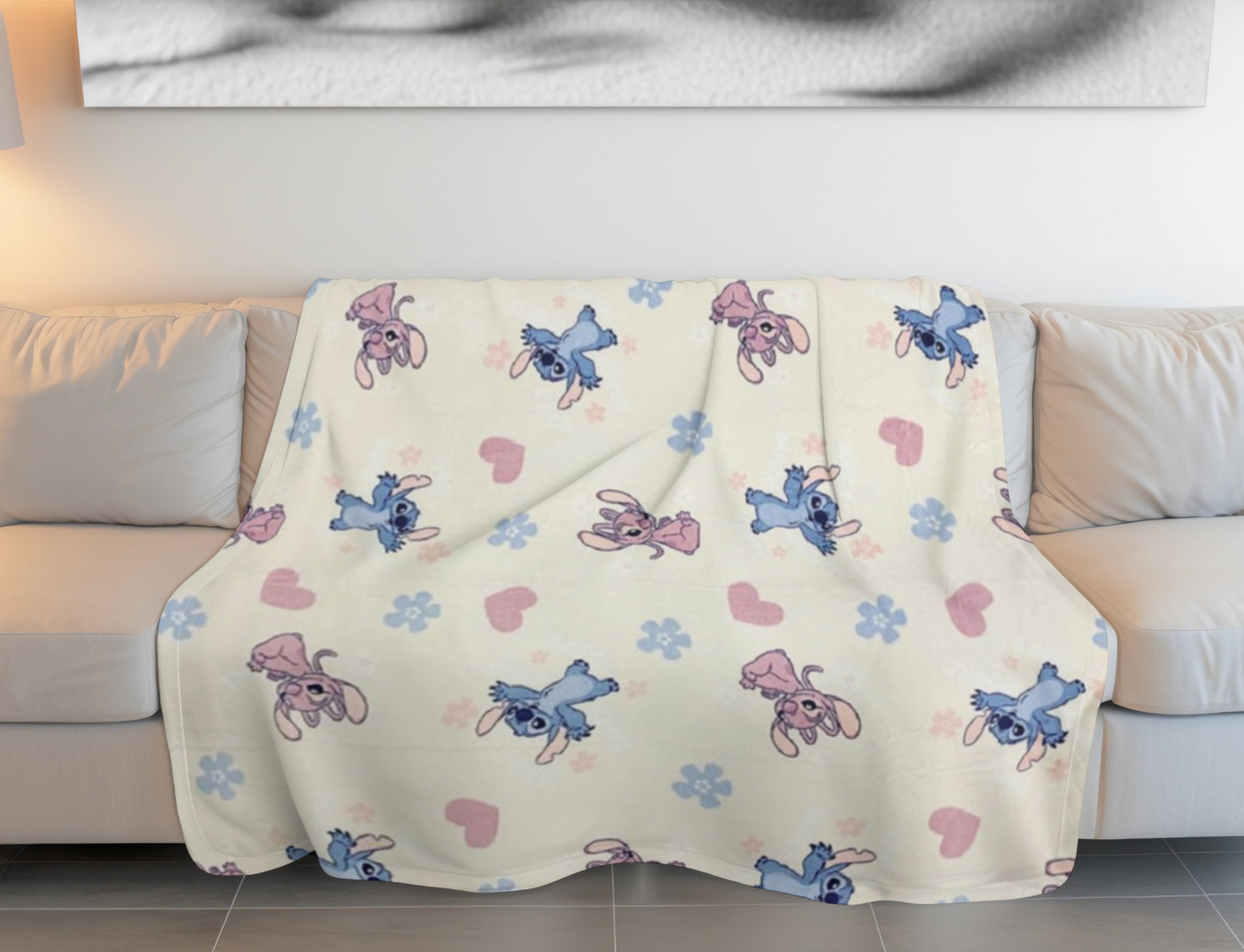 Lilo & Stitch Kuscheldecken-Set 110x150 cm Flauschige Decke & warme Mütze