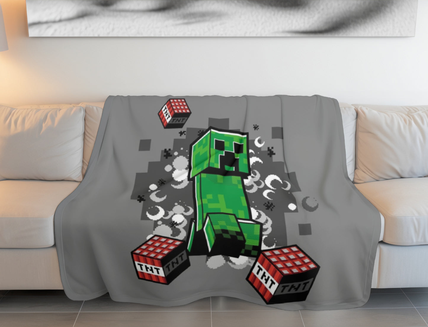 Minecraft Flanell Blanket 130x160 cm – Kuscheldecke für Kinderzimmer und Gamer