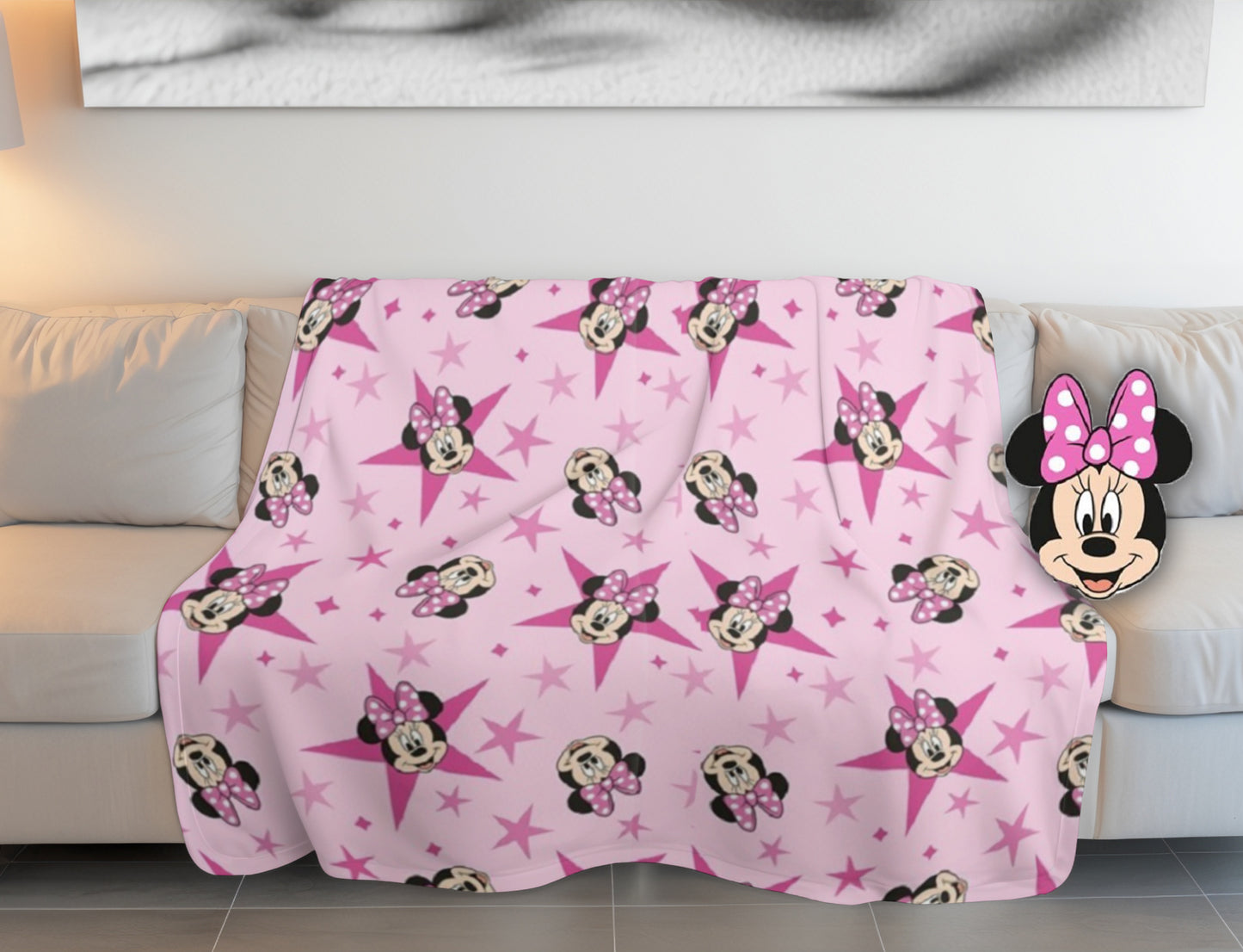 Disney Minnie Mouse Schlafset – Gemütliche Kinderdecke mit Kissen für Zuhause & Reisen 140x100 cm