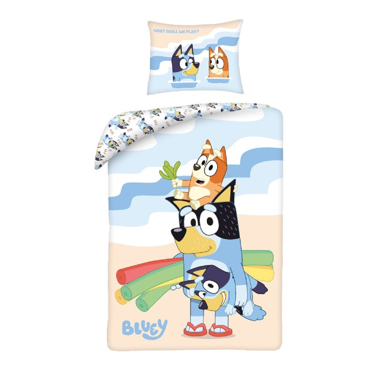 Bluey Bettwäsche Set aus Baumwolle Bettdeckenbezug 140 × 200 cm mit 70 × 90 cm Kissenbezug