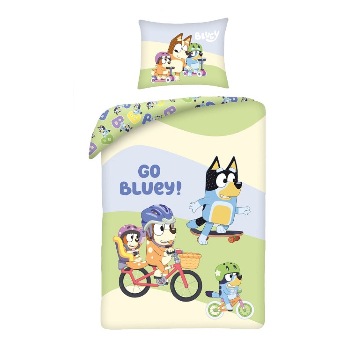 Bluey Bettwäsche Set aus Baumwolle Bettdeckenbezug 140 × 200 cm mit 70 × 90 cm Kissenbezug