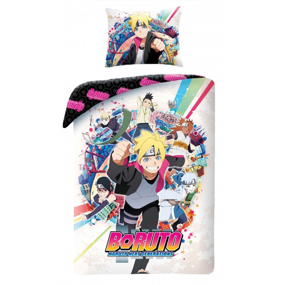 Boruto Bettwäsche Set aus Baumwolle Bettdeckenbezug 140 × 200 cm mit 70 × 90 cm Kissenbezug