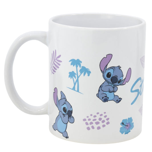Disney Stitch Tasse 325ml – Keramikbecher mit Blätter-Design im Geschenkset