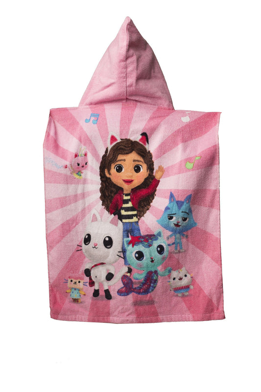 Gabby's Dollhouse Badeponcho für Kinder Hochwertiger Frottee aus 100 % Baumwolle