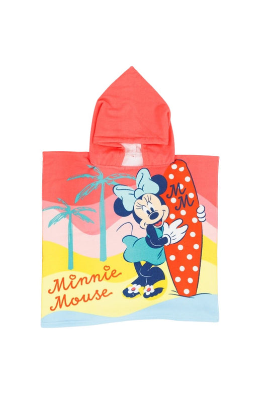 Disney Minnie Mouse Kinder Badeponcho mit Kapuze aus Polyester 55 x 110 cm