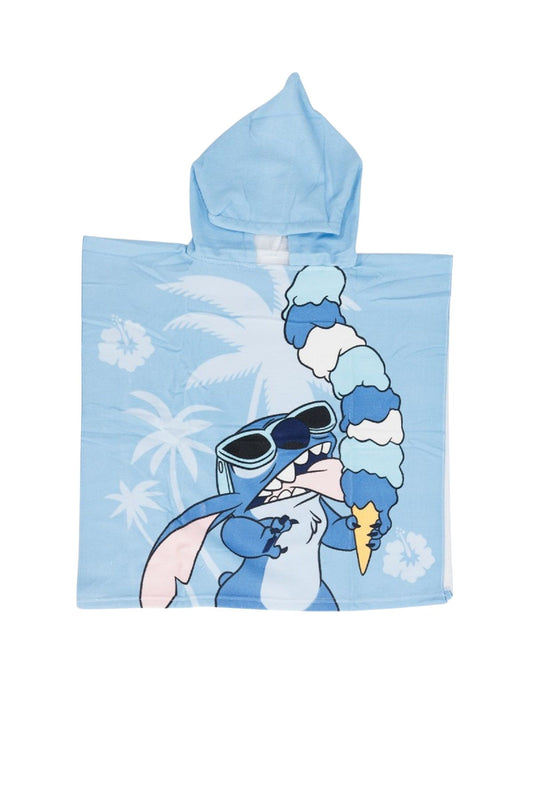 Lilo & Stitch Kinder Badeponcho mit Kapuze – Kapuzenhandtuch Strandponcho Badetuch aus Polyester 55 x 110 cm