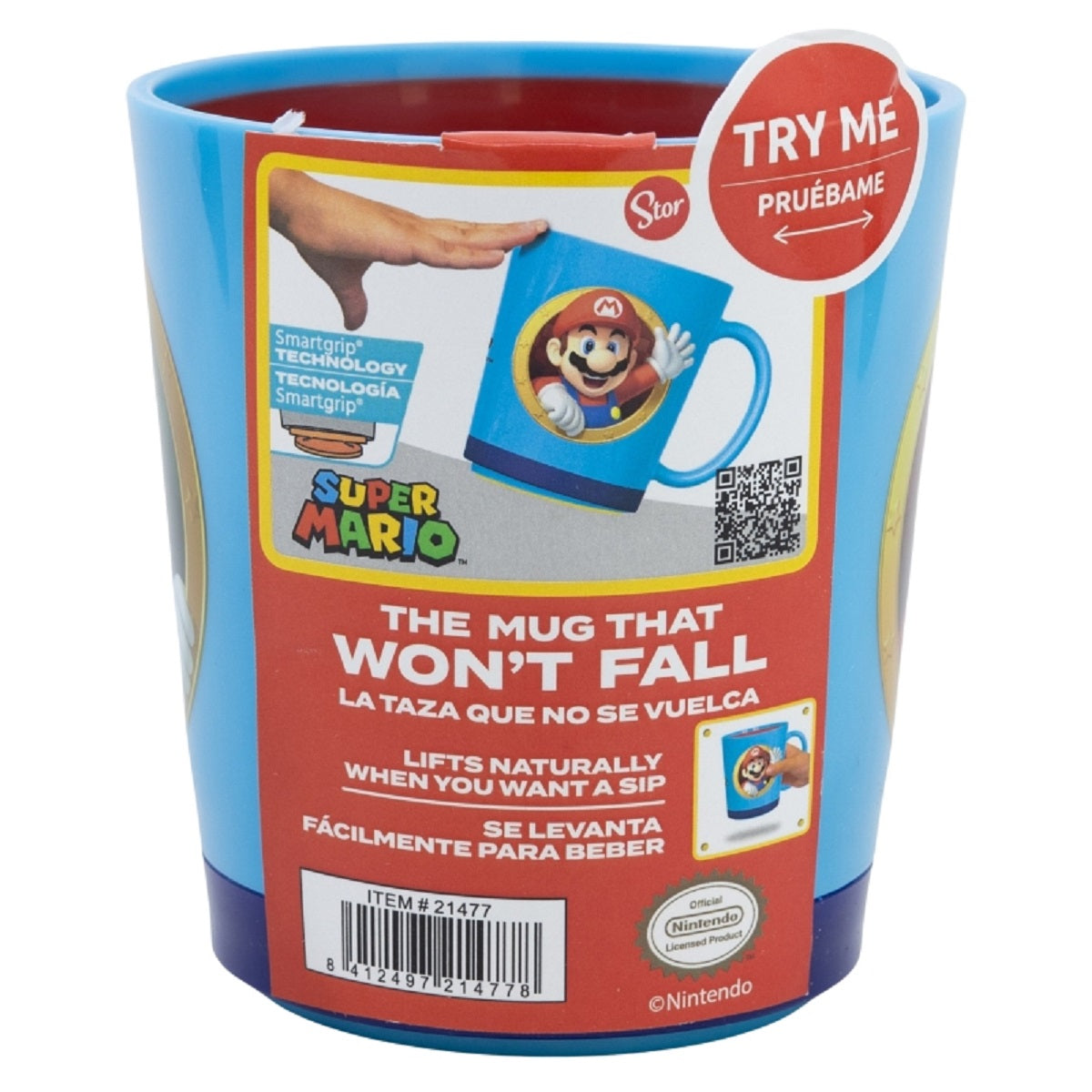 Super Mario Kippsicher Trinkbecher PP 410 ml – Drop Safe Plastikbecher mit Smartgrip-System