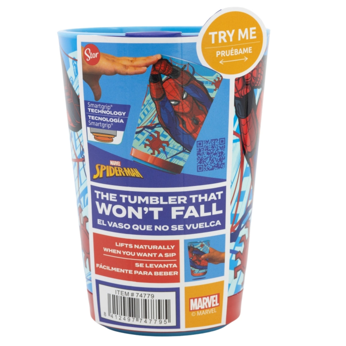 Spiderman Kippsicher Trinkbecher PP 470 ml Drop Safe Plastikbecher mit Smartgrip-System