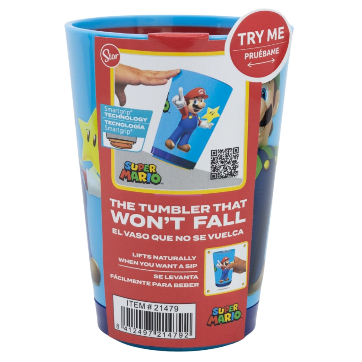 Super Mario Kippsicher Trinkbecher PP 470 ml Drop Safe Plastikbecher mit Smartgrip-System