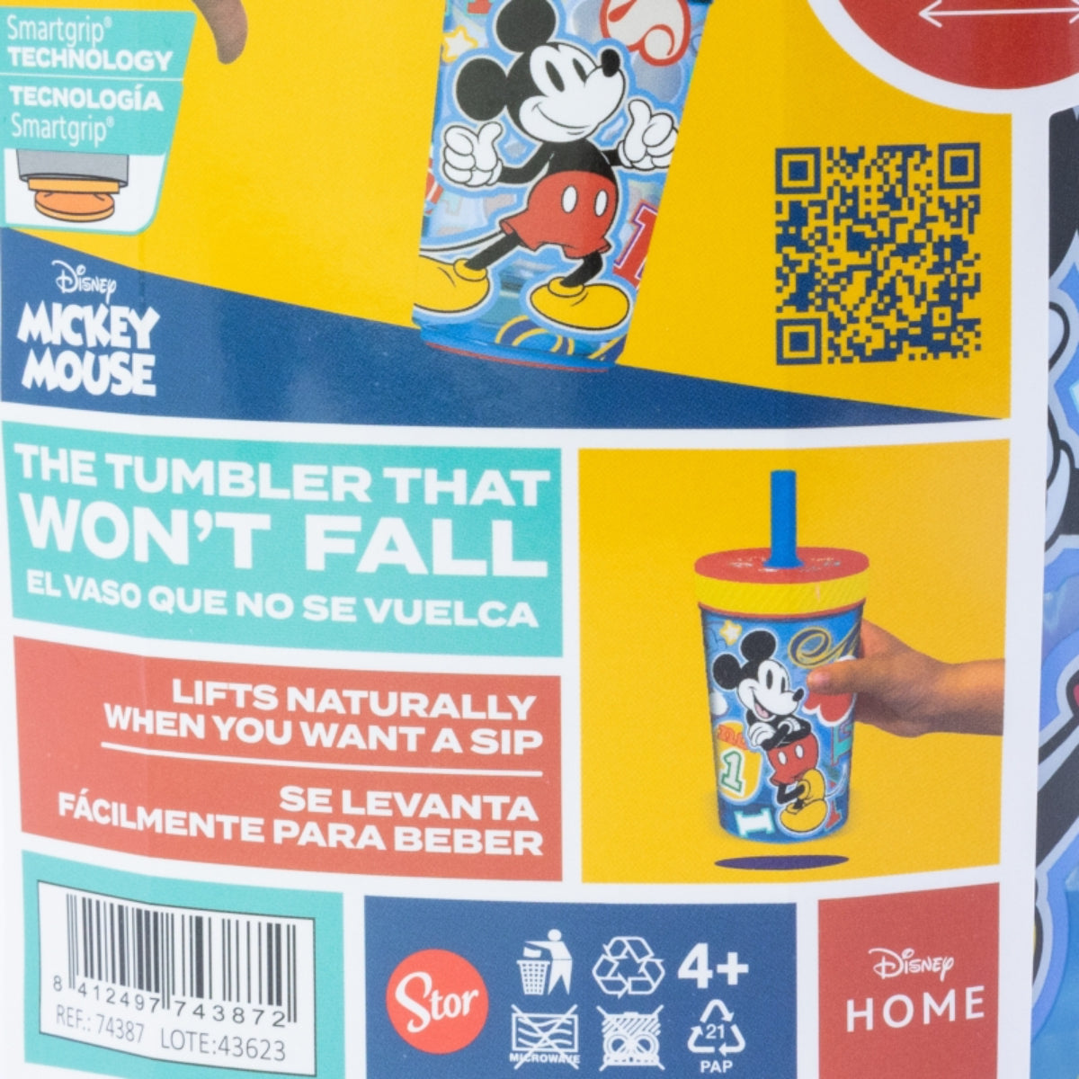 Disney Mickey Mouse Kippsicher Trinkbecher PP 370 ml – Drop Safe Plastikbecher mit Smartgrip-System